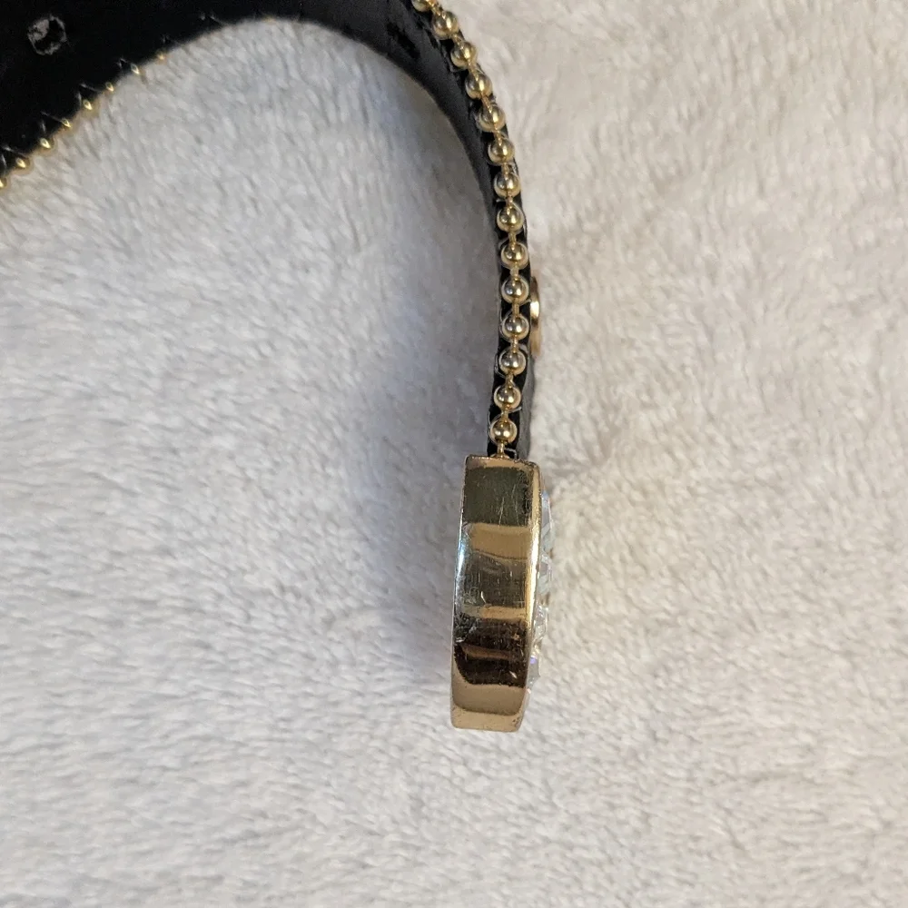 Christine Alexander Belt Western Black Leather Embellished Rhinestone Crystal M - Picture 9 of 9